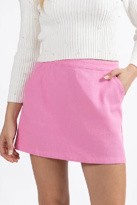 Call Me Lovely Pink Denim Skort