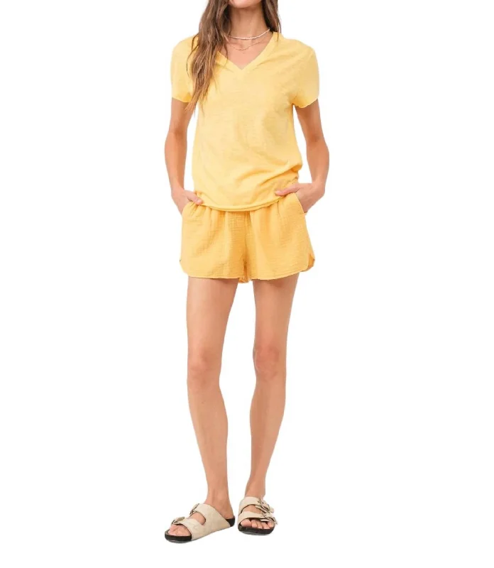 Gauze China Shorts In Yellow