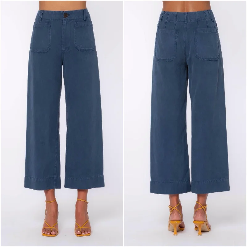 Alyx Wide Leg Hi-Rise Pants In French Navy