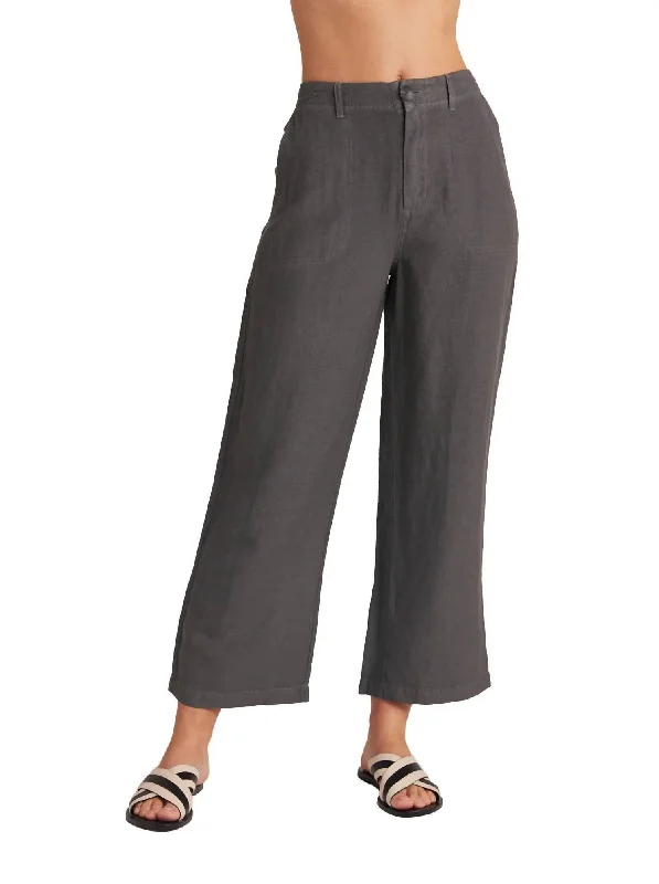 Blakely Utility Wide Leg Crop Pants In Charcoal Shadow