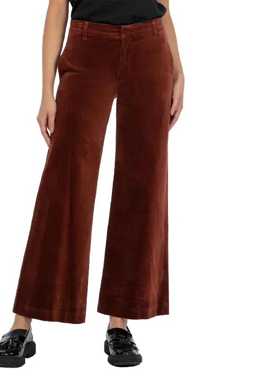 Meg High Rise Velveteen Trouser In Brick