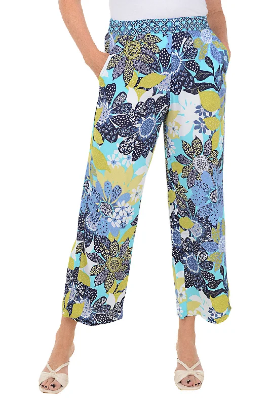 Blue Floral Diamond Palazzo Pant