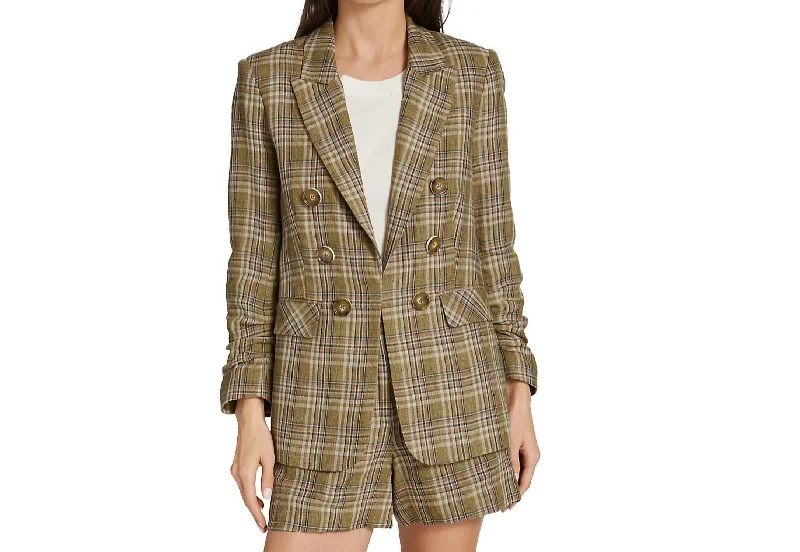 Beacon Dickey Jacket Padded Shoulder Blazer in Plaid/Multi